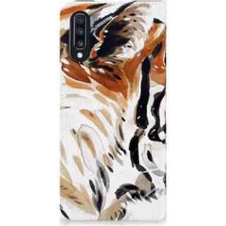 👉 Standcase Samsung Galaxy A70 Uniek Hoesje Watercolor Tiger 8720091125742