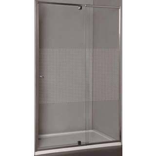 Douchedeur chroom aluminium helder met relif priva NANO Antikalk coating Allibert 97-110x190 cm Geruite Glaswand 5411747137532