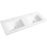 👉 Wastafel wit porselein glans Dubbel Allibert Soft 120,5x46,5x1,7 cm met Kraangat en Overloop Glanzend 3588560289211