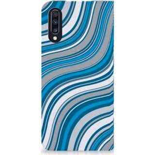 👉 Standcase blauw Samsung Galaxy A70 Hoesje Design Waves Blue 8720091657885
