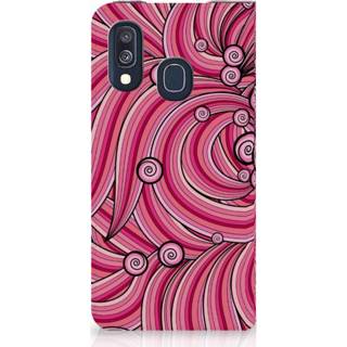 👉 Standcase roze Samsung Galaxy A40 Uniek Hoesje Swirl Pink 8720091598485
