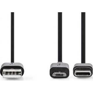 👉 Oplaad kabel zwart 2-in-1 sync- en oplaadkabel | USB-A Male - USB micro-B / Type-C™ 1,0 m 5412810288977