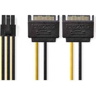 👉 Interne voedingskabel | 2x SATA 15-Pins Male - PCI Express Female 0,15 m Diverse 5412810279913