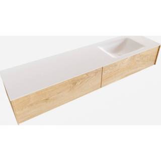 👉 Wastafel witte Washed Oak melamine bouw madrid zie tekst Badkamermeubel BWS 180x45x30 cm Mat Solid Surface Rechts (2 lades, 1 kraangat) 8719304458524