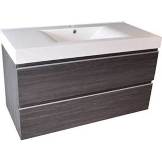 👉 Grijs Badkamermeubelset Wiesbaden Sigid 100x46x58 cm Gefineerd Houtnerf (1 kraangat, 2 lades) 8719304455967