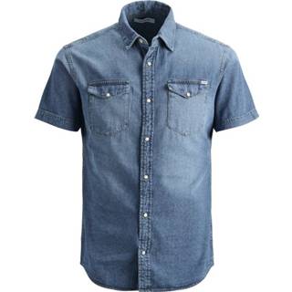 👉 Overhemd XL m male blauw met korte mouwen Basic