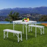 Picknicktafel aluminium MDF active Outsunny Camping- met 2 bankjes verstelbaar 90 x 66 (40-70) cm 4250871216819