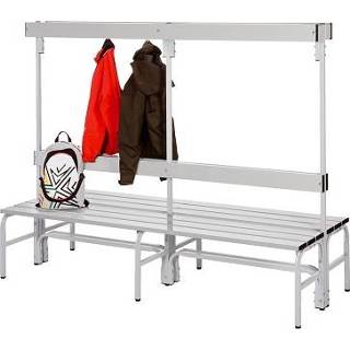 👉 Omkleedbank Sypro Wolf® voor droge ruimtes met dubbelzijdige rugleuning, 1,01 m, Zonder schoenenrek