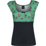 👉 Shirt zwart groen T-Shirt meisjes Pussy Deluxe Cat Cherries Basic Girls zwart-groen 4060587449612