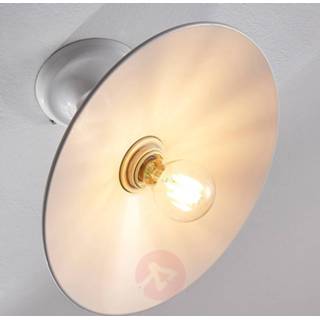 👉 Plafond lamp glanzend wit a++ witte metaal metalen plafondlamp Phinea, vintage look