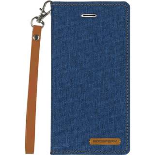 👉 Portemonnee blauw canvas active IPhone X/Xs hoes - Mercury Flip Wallet Case 8719793042242