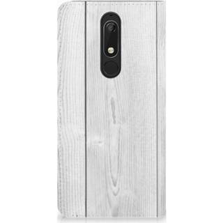 👉 Portemonnee wit Nokia 5.1 (2018) Book Wallet Case White Wood 8720091223189