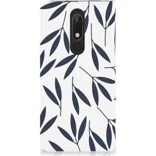 👉 Standcase blauw Nokia 7.1 (2018) Hoesje Design Leaves Blue 8720091013308