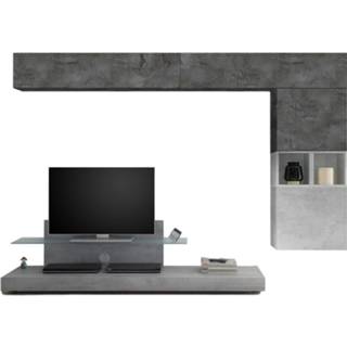 👉 Grijs spaanplaat TV-wandmeubel set Chanel in beton met oxid
