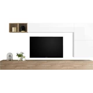 👉 Wit eiken spaanplaat TV-wandmeubel set Dorado in hoogglans met