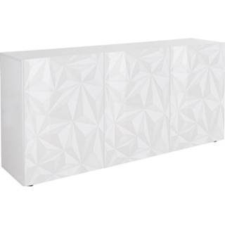 👉 Dressoir wit kristal spaanplaat glans met 3 deuren 181 cm breed in hoogglans