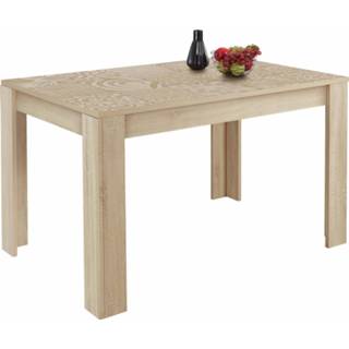 👉 Uitschuifbare eettafel eiken spaanplaat Miro 137 tot 185 cm breed in sonoma