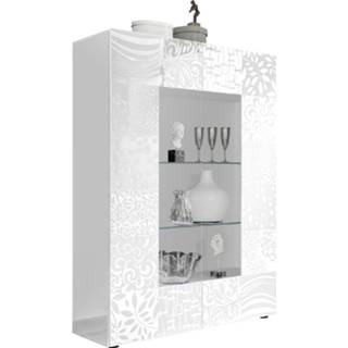 👉 Vitrinekast wit spaanplaat glans Miro 166 cm hoog in hoogglans
