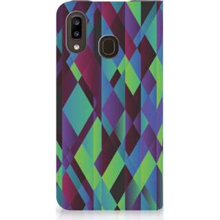 👉 Standcase donkergroen blauw Samsung Galaxy A30 Stand Case Abstract Green Blue 8720091851412