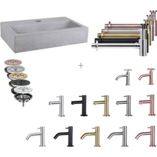 👉 Fonteinset Differnz Mix En Match Force 38x24x8 cm Licht Beton (Keuze Uit 5 Kleuren Kranen) 8719304397052