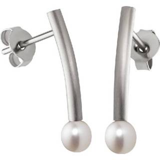 👉 Oorsteker zilverkleurige Oorstekers met Gebogen Staafje en Zoetwaterparel van M&M