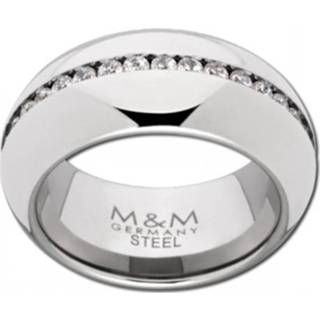 👉 Robuuste Zilverkleurige Ring met Kleurloze Zirkonia Rij van M&M