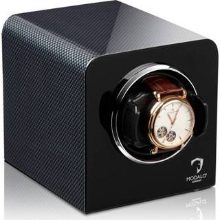 👉 Watchwinder ZwartCarbon carbon hout vierkant zwart Modalo Inspiration MV4