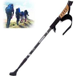 👉 Handvat zwart aluminium KODENOR outdoor alpinisme Portable opvouwbare legering rechte Alpenstocks trekking Polen lengte: 66-135CM (zwart) 6922994724080