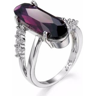 👉 Verlovingsring paars zilver vrouwen Klassieke 925 sterling Zirkoon Crystal voor Ringmaat: 6 (paars)