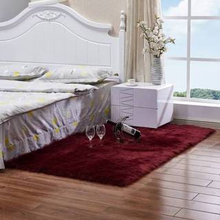 👉 Schapenvachtje wijnrood wol bont Luxe rechthoek vierkante zachte kunstmatige schapenvacht pluizige deken tapijt maat: 60x180cm (wijnrood)