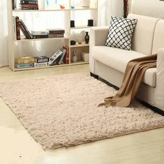 👉 Tapijt beige pluche kinderen Shaggy voor woonkamer Home warme vloerkleden pluizige matten kinderkamer Faux Fur gebied maat: 100x160cm (beige)