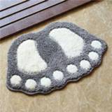 👉 Tapijt grijs Foot-vormige anti slip Shaggy zachte water absorptie slaapkamer badkamer mat grootte: 40x60cm (grijs)