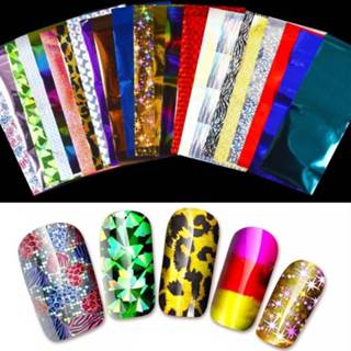 👉 Folie 24 vellen Nail Art folies Laser shinning Mixed Beauty Transfer tips sticker ambachtelijke DIY universe decoraties