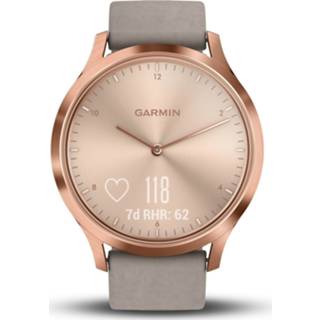 👉 Edelstaal rond active gespsluiting roskleurig algemeen grijs polshorloge quartz Garmin 010-01850-09 Vivomove HR Premium Rosekleurig 43 mm