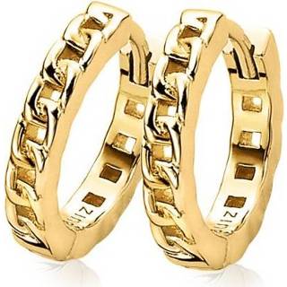 👉 Oorbel zilver gourmetschakel vrouwen rond scharniersluiting active glanzend goudkleurig Zinzi ZIO1175G Oorbellen Gourmet 15 x 3 mm 8718968113992