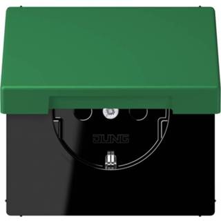 👉 Wandcontactdos Jung LS990 wandcontactdoos klapdeksel LC1520KIKL 32050 vert foncé