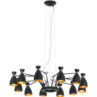 👉 Retro hanglamp 12 armen zwart met chroom accent is een designlamp van Alex & Manel Llusca jaren 60