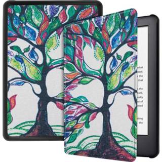 👉 Kunstleer kleurrijke boom bookcover flip hoes rood kinderen Lunso - sleepcover Kindle 2019 (Generatie 10) 9145425564650 9145425564636