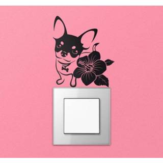 👉 Schakelaar sticker chihuahua bloem