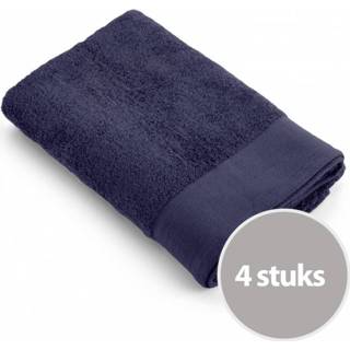 👉 Douchelaken donkerblauw unisex katoen Walra Soft Cotton Voordeelpakket 70x140 Navy - 4 stuks
