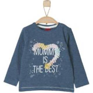 👉 S.Oliver  Girl s Longsleeve blauw melange - Blauw - Gr.92 - Jongen/Meisjes