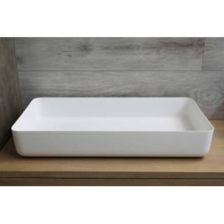 👉 Waskom wit Mat solid surface rechthoek Opbouw Rechthoekig Luca Sanitair 80x40x13,5 cm 8719304408147