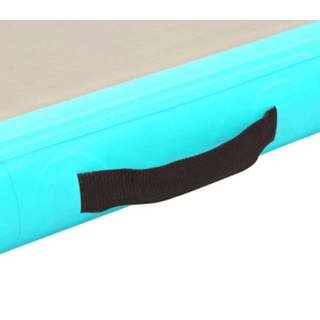 👉 Gymnastiekmat met pomp opblaasbaar 400x100x10 cm PVC groen