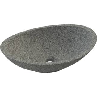 👉 Waskom grijs stone grey natuursteen ovaal zonder waste Allibert Ovali 48x13,5x38 cm 3588560314838