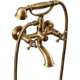 👉 Badmengkraan brons messing mengkraan antea opbouw kruisgreep keramisch standaard perlator Sapho met Handdouche 2-knop 11 cm 8024587002198