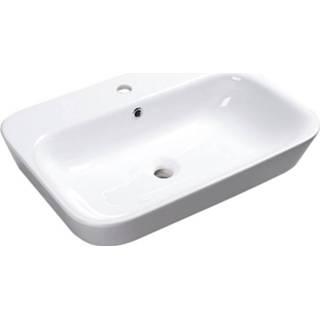 👉 Wastafel wit keramiek rechthoekig zonder waste savana Opbouw Sapho 65x17x45 cm 8590913872488