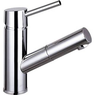 👉 Wastafelmengkraan chroom messing mengkraan zonder waste paris opbouw hendel keramisch standaard perlator Sapho 1-hendel Recht 18.3 cm met Uittrekbare Spray 8590913805233