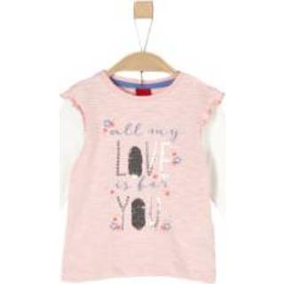 👉 S.Oliver  Shirt met lange mouwen roze melange - Roze/lichtroze - Gr.92 - Meisjes