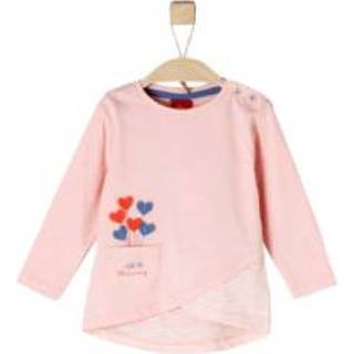 👉 S.Oliver  Gilrs shirt met lange mouwen roze melange - Roze/lichtroze - Gr.92 - Meisjes