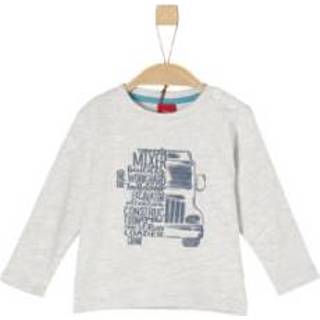 👉 S.Oliver  Boys Shirt met lange mouwen ecru melange - Wit - Gr.92 - Meisjes